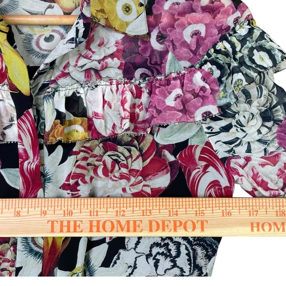 Burberry London Women 4 Midi Dress Ruffled Floral Long Sleeve Lightweight Silk - Picture 12 of 16